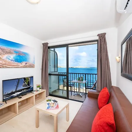 Islet Promenade Seafront - 1 Bedroom With Sea View Balcony By Getawaysmalta Lägenhet