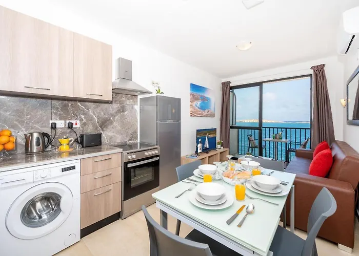 Islet Promenade Seafront 1 Bedroom With Sea View Balcony By Getawaysmalta Apartment *